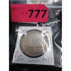 1939 Canadian Silver Dollar Coin
