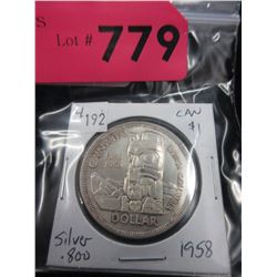 1958 Canadian Silver Dollar Coin
