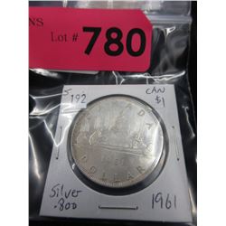 1961 Canadian Silver Dollar Coin