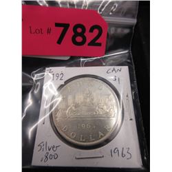 1963 Canadian Silver Dollar Coin