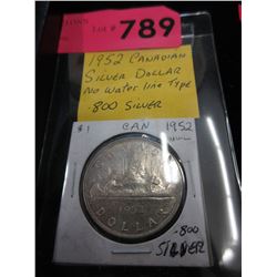 1952 Canadian Silver Dollar Coin