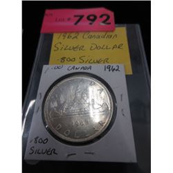 1962 Canadian Silver Dollar Coin