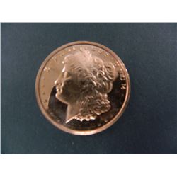One Ounce .999 Fine Copper Bullion Round with Morgan Head