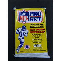 Six (6) Unopened Packs of 1990 Pro Set Football Cards, 14 cards per pack, 1 playbook