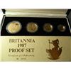 Image 1 : Gold 1987 Great Britain Britannia Proof Set, AGW = 1.85 ounce Gold for the Set, 4 coins