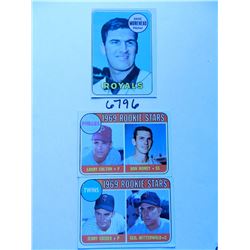Three (3) 1969 Topps Baseball Cards. 2 Rookie Stars Cards & #29 Dave Morehead, All Three for One $