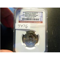 Fourteenth President Franklin Pierce 2010-D One Dollar, NGC BU, First Day of Issue