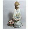 Image 1 : LLADRO FIGURINE #7607 FLOWERS SONG GIRL WITH BASKET COLLECTOR'S SOCIETY. Note: One Flower Petal is