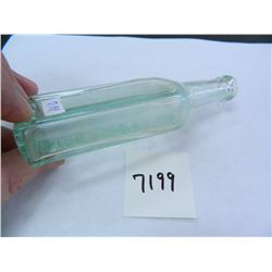 Vintage Embossed Aqua Chas H Fletcher's Castoria Bottle 5-3/4" Tall, Early 1900's