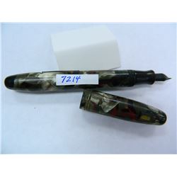 Vintage Parker Parkette Marbled Bakelite Fountain Pen. Note: Pocket Holder is Broke Off