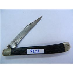 OLD 4" (Closed) Single Blade Folding Pocket Knife, has shield on handle that is showing 3 hairline