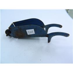 Early Pressed Tin Child Toy Wheel Barrow! Light Rust on one side. wooden wheel, original blue paint