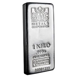 ONE KILO (32.15 Ounces) .999+ Fine Silver Bar, Republic Metals