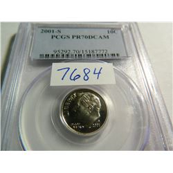 2001-S Dime, PCGS Graded PR70DCAM