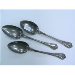 Three (3) Old Spoons, feel like pewter, marked Phenix, Argentin