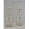 Image 1 : A PAIR OF CLEAR GLASS MALLET DECANTERS, first half of the 19th Century, tear drop stoppers, tripl...