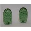 Image 1 : A PAIR OF GREEN GLASS DUMPY PAPERWEIGHTS, bubble inclusions, height 12cm (2)  40-60...