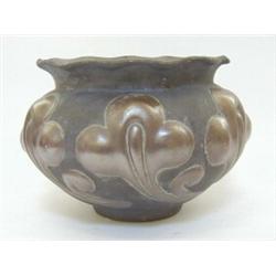 A BRETBY ART POTTERY JARDINIERE, early 20th Century, repousse copper ware, No.963H, height 19cm,...