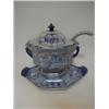 Image 1 : AN ADAMS BLUE TRANSFER SOUP TUREEN, cover, ladle and stand, Victorian, exotic birds and oriental...
