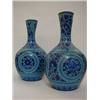 Image 1 : A PAIR OF FAIENCE BOTTLE VASES, (probably North Indian, c.1900) turquoise ground, Isnik decoratio...