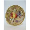 Image 1 : A ROYAL WORCESTER CABINET PLATE, 1954, gadroon gilt rim, painted black grapes, apples and blackbe...