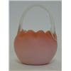 Image 1 : A QUEENS BURMESE PINK GLASS BASKET, c.1880, frosted handle, pontil base, height 13cm  20-30...