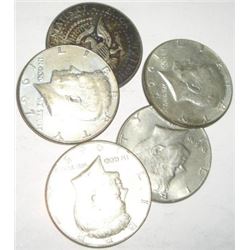 5 TOTAL SILVER KENNEDY HALF DOLLARS *MIXED DATES & GRADES-NICE EARLY SILVER HALF DOLLARS*!!