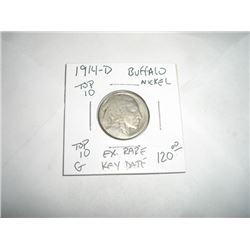 1914-D *EXTREMELY RARE-TOP 10-KEY DATE* BUFFALO NICKEL RED BOOK VALUE $120.00+ *NICE EARLY GOOD GRAD