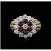 Image 2 : 18KT Yellow Gold 1.26ctw Ruby and Diamond Ring