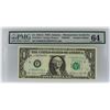 Image 1 : 1981A $1 Mismatched S/N Error Federal Reserve Note PMG Choice Uncirculated 64