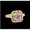 Image 2 : 14KT Yellow Gold 0.67ct Amethyst and Diamond Ring