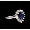 Image 1 : 1.10ct Blue Sapphire and Diamond Ring - 18KT White Gold