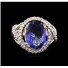 Image 2 : 14KT White Gold 6.77ct Tanzanite and Diamond Ring