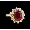 Image 1 : 4.94ct Ruby and Diamond Ring - 14KT Yellow Gold