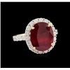 Image 1 : 8.16ct Ruby and Diamond Ring - 14KT Yellow Gold