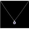 Image 2 : 0.76ct Tanzanite and Diamond Pendant With Chain - 18KT White Gold