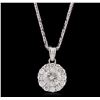 Image 1 : 14KT White Gold 0.94ctw Diamond Pendant With Chain