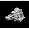 Image 1 : 14KT White Gold 4.60ct Aquamarine and Diamond Ring