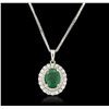 14KT White Gold 1.33ct Emerald and Diamond Pendant With Chain