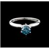 14KT White Gold 0.67ct Round Cut Fancy Blue Diamond Solitaire Ring