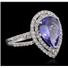 14KT White Gold 3.01ct Tanzanite and Diamond Ring