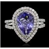 Image 2 : 14KT White Gold 3.01ct Tanzanite and Diamond Ring