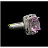 5.27ct Kunzite and Diamond Ring  - 14KT White Gold