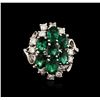 Image 2 : 14KT White Gold 2.55ctw Emerald and Diamond Ring
