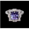 Image 2 : 3.32ct Tanzanite and Diamond Ring - Platinum
