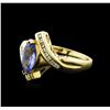 14KT Yellow Gold 0.99ct Tanzanite and Diamond Ring