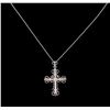 Image 2 : 0.32ctw Diamond Cross Pendant With Chain - 14KT White Gold
