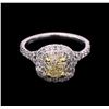 Image 1 : 1.71ctw Fancy Yellow Diamond Ring - 14KT White Gold