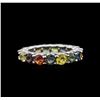 Image 2 : 5.85ctw Multi Color Sapphire Ring - 14KT White Gold