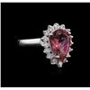 Image 1 : 2.96ct Pink Tourmaline and Diamond Ring - 14KT White Gold